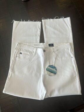 Ag Adriano Goldschmied White Jodi Crop High-Rise Flare Jeans